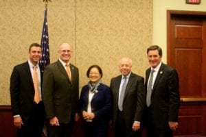 Rep. Duncan Hunter joined by Paul 'Chip' Jaenichen,  Sen. Mazie Hirono, Tom Allegretti, and Rep. John Garamendi in support for continued strength in the American maritime industry