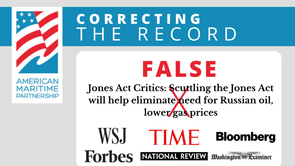 The assertion that the #JonesAct is the reason the US imports Russian oil is wrong and demonstrates a fundamental lack of understanding of global (and domestic) oil markets. Read more