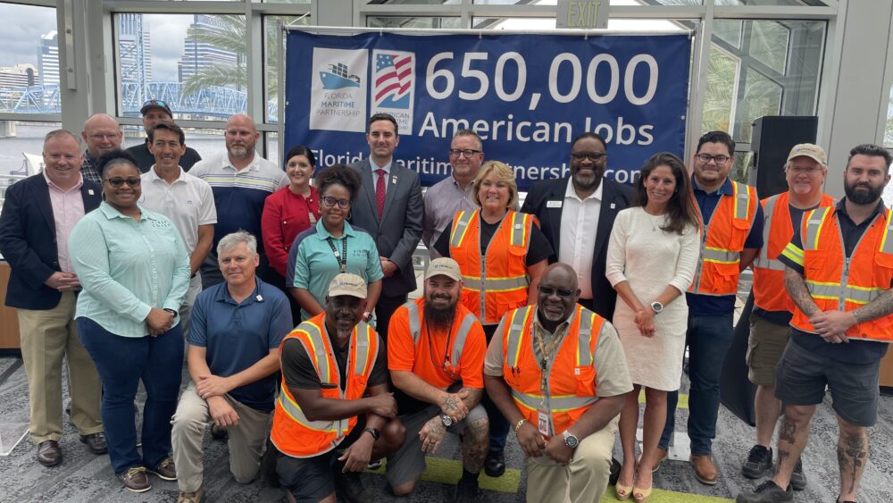 Florida Commerce Secretary Laura DiBella was joined by representatives from the American Maritime Partnership, Florida Maritime Partnership, JAXPORT, Crowley Maritime, TOTE Maritime to celebrate National Maritime Day in Jacksonville, FL.