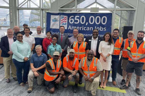 Florida Commerce Secretary Laura DiBella was joined by representatives from the American Maritime Partnership, Florida Maritime Partnership, JAXPORT, Crowley Maritime, TOTE Maritime to celebrate National Maritime Day in Jacksonville, FL.