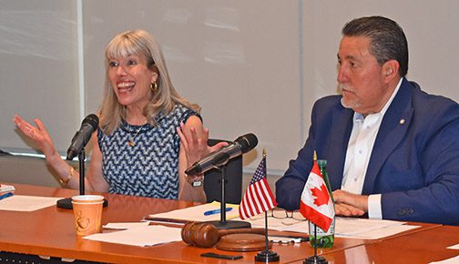 AMP President Jennifer Carpenter (left), MTD/SIU President David Heindel